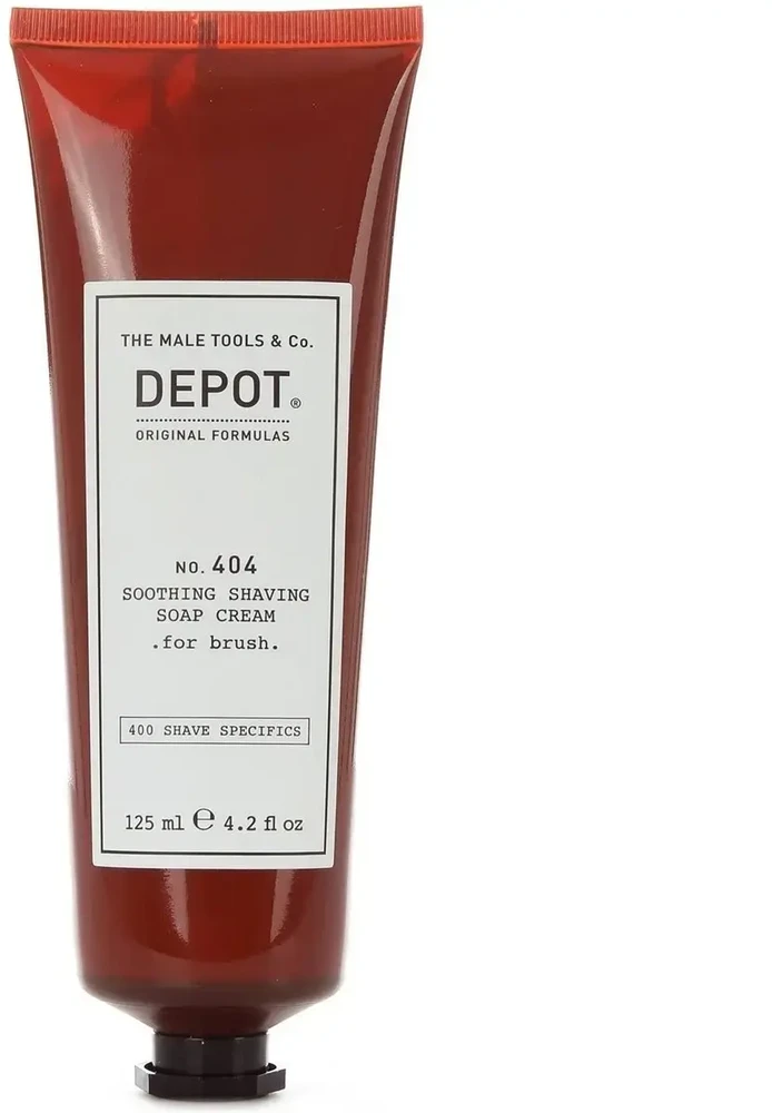 „Depot 400 Shave Specifications No. 404“ raminamasis skutimosi muilas su alantoinu „Kreminis“, 125 ml
