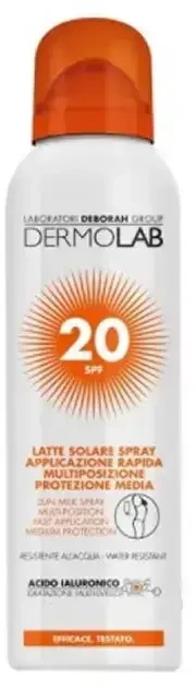Dermolab Sun Milk Purškiklis Spf20 purškiamas pienelis nuo saulės 150ml