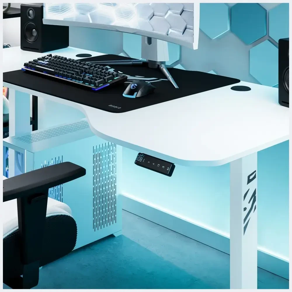 Diablo Chairs Diablo X-Tension 1600 Baltas elektra reguliuojamas Žaidimų Stalas | 1600 x 600 x 1170 mm