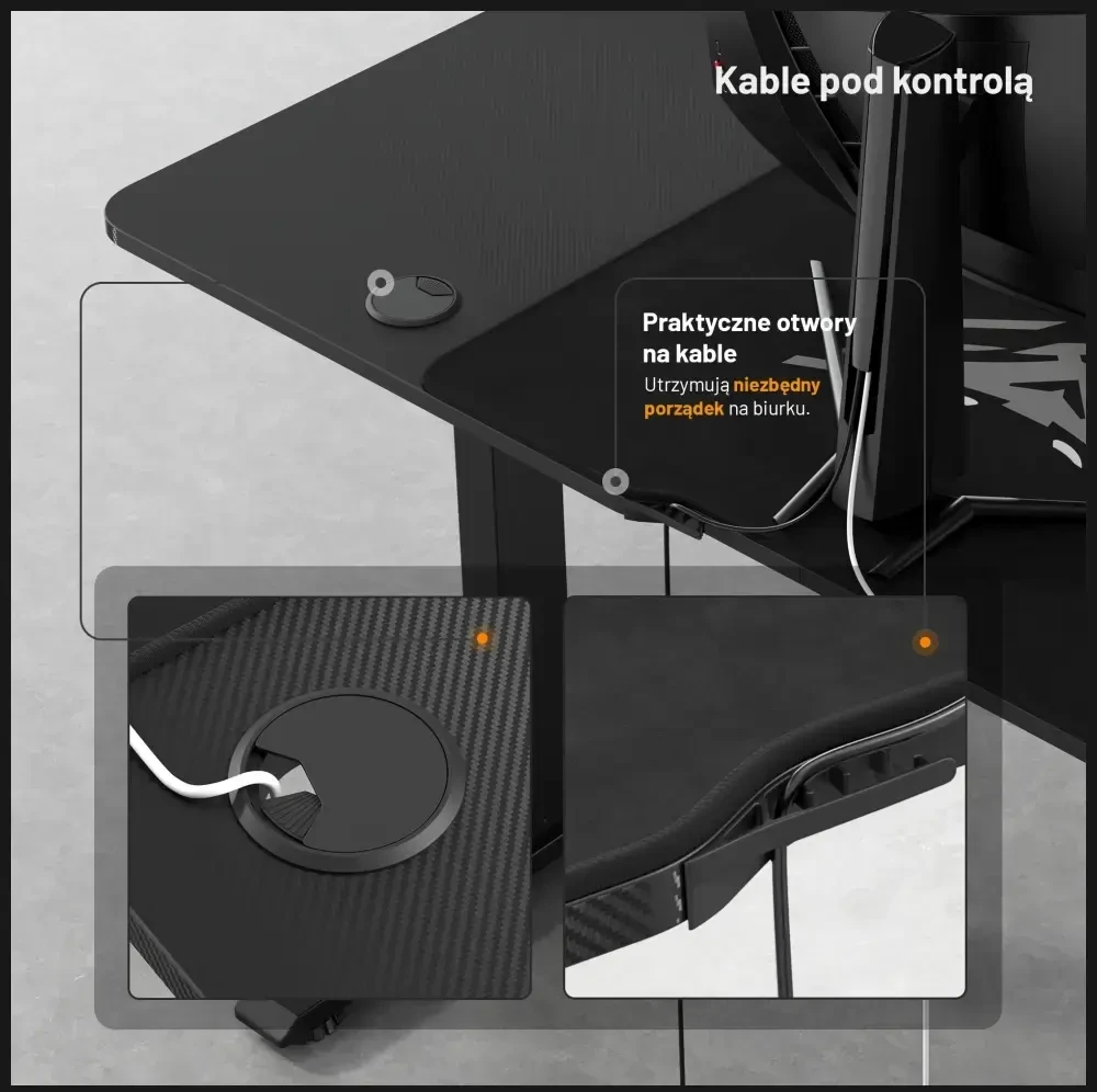 Diablo Chairs Diablo X-Tension 1400 Juodas elektra reguliuojamas Žaidimų Stalas | 1400 x 600 x 1170 mm