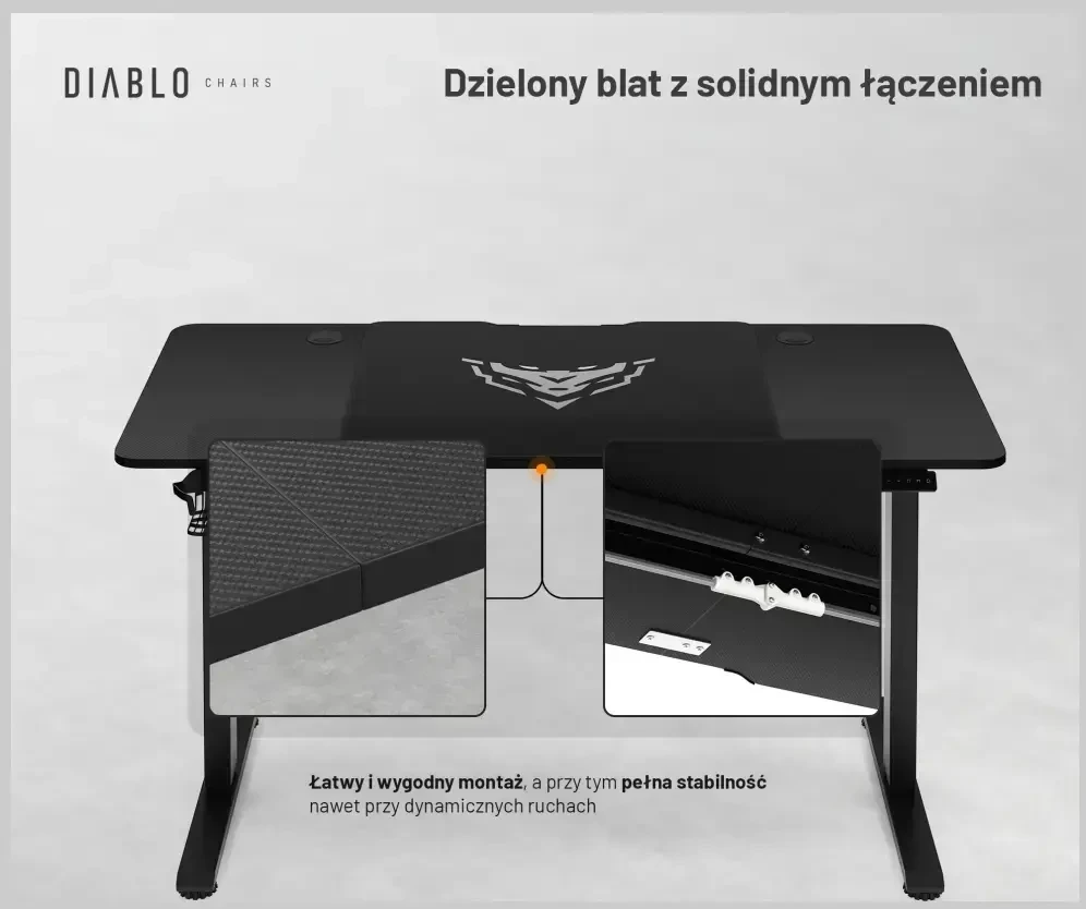 Diablo Chairs Diablo X-Tension 1400 Juodas elektra reguliuojamas Žaidimų Stalas | 1400 x 600 x 1170 mm