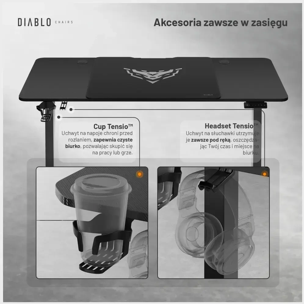 Diablo Chairs Diablo X-Tension 1400 Juodas elektra reguliuojamas Žaidimų Stalas | 1400 x 600 x 1170 mm