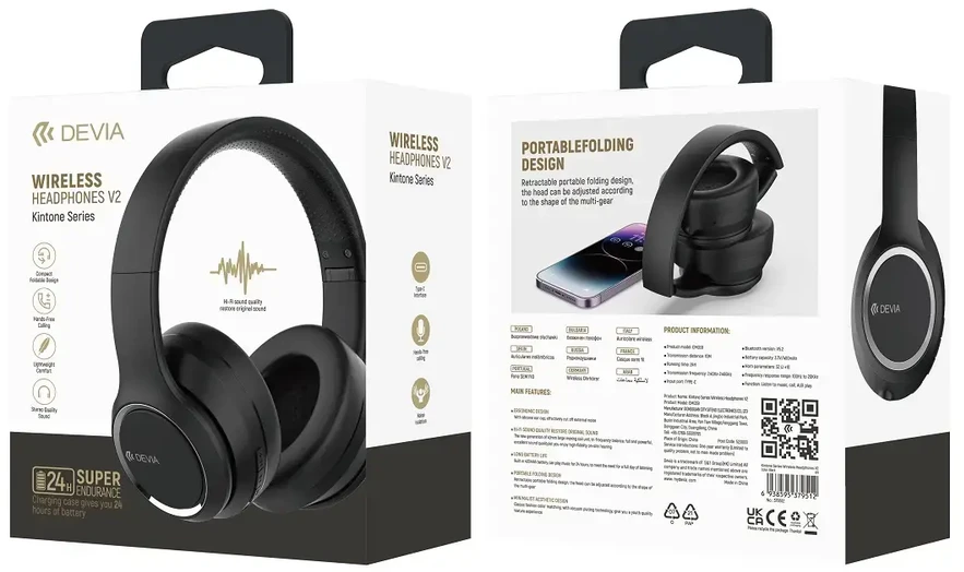 Devia Bluetooth ausinės Kintone juodos