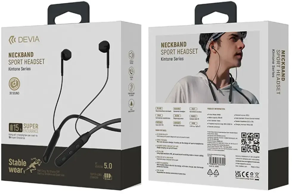 Devia Bluetooth ausinės Kintone Neck juodos spalvos