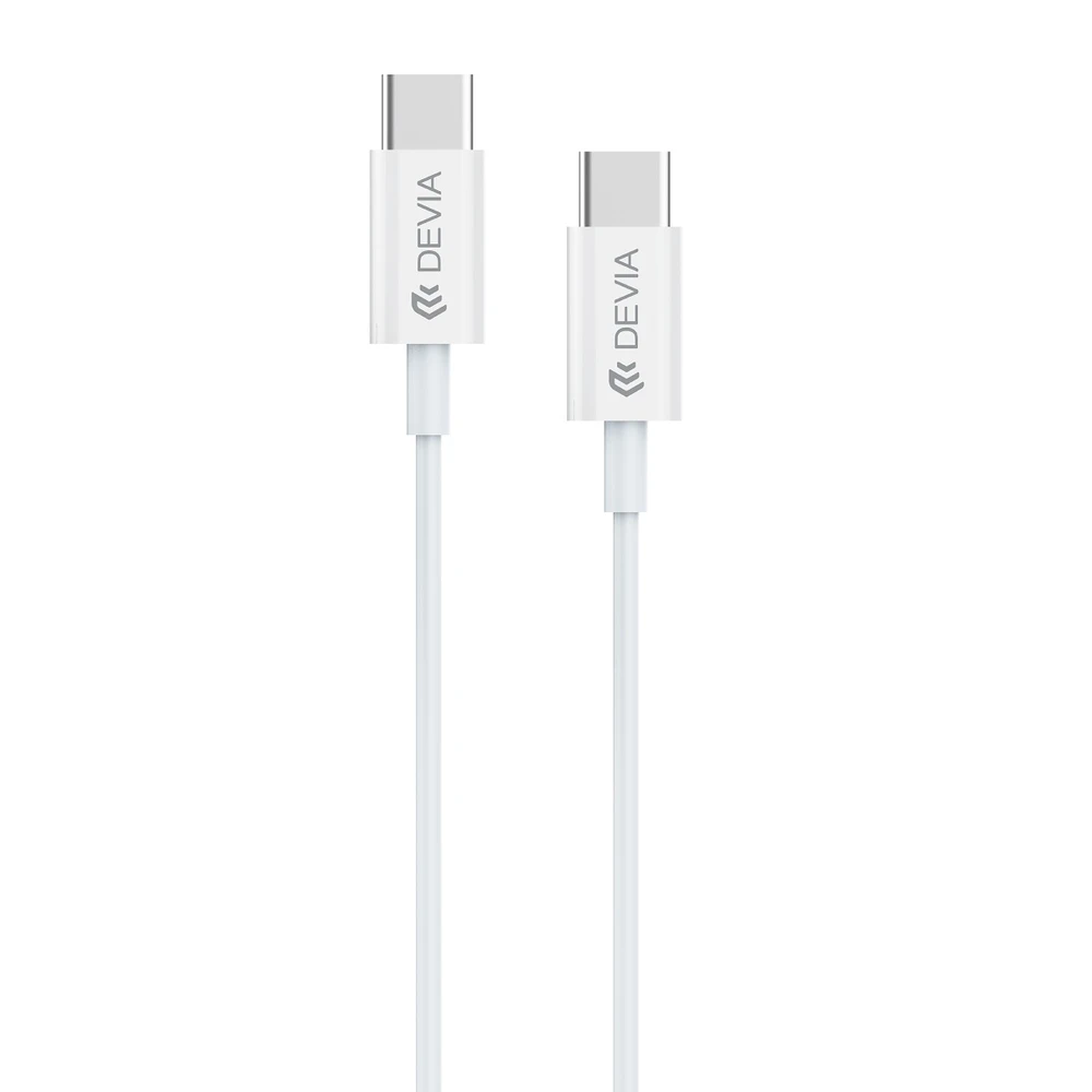 USB laidas Devia Smart PD iš Type-C į Type-C 20V 3.0A 60W baltas