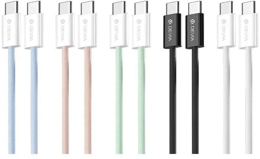 DEVIA EC325 USB-C to USB-C 60W 3A Data Kabelisis 1M Juodos spalvos