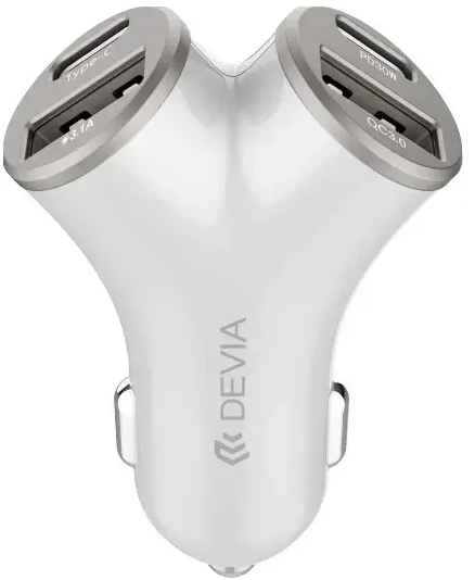 Devia automobilinis įkroviklis Extreme Metal PD 48W 2x USB 2x USB-C sidabrinis