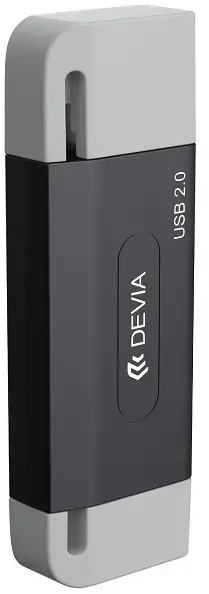 Devia kortelių skaitytuvas 2in1 EL239 USB/USB-C 2.0 juodos spalvos
