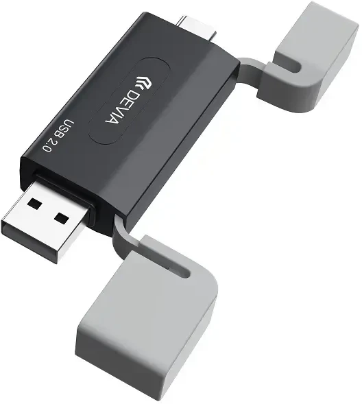 Devia kortelių skaitytuvas 2in1 EL239 USB/USB-C 2.0 juodos spalvos