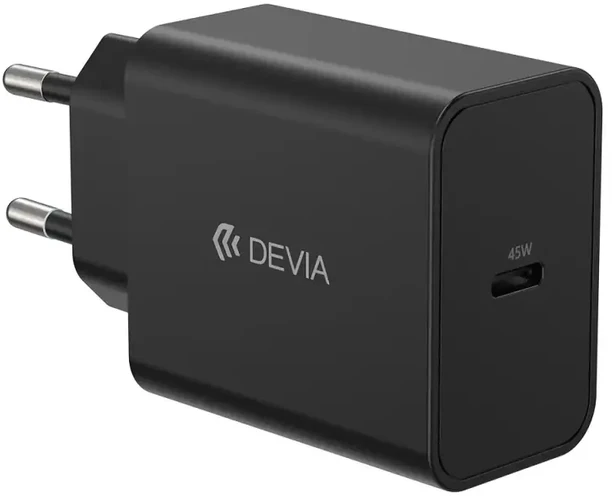 Devia sieninis įkroviklis Rocket PD 45W 1x USB-C baltas + laidas USB-C – USB-C