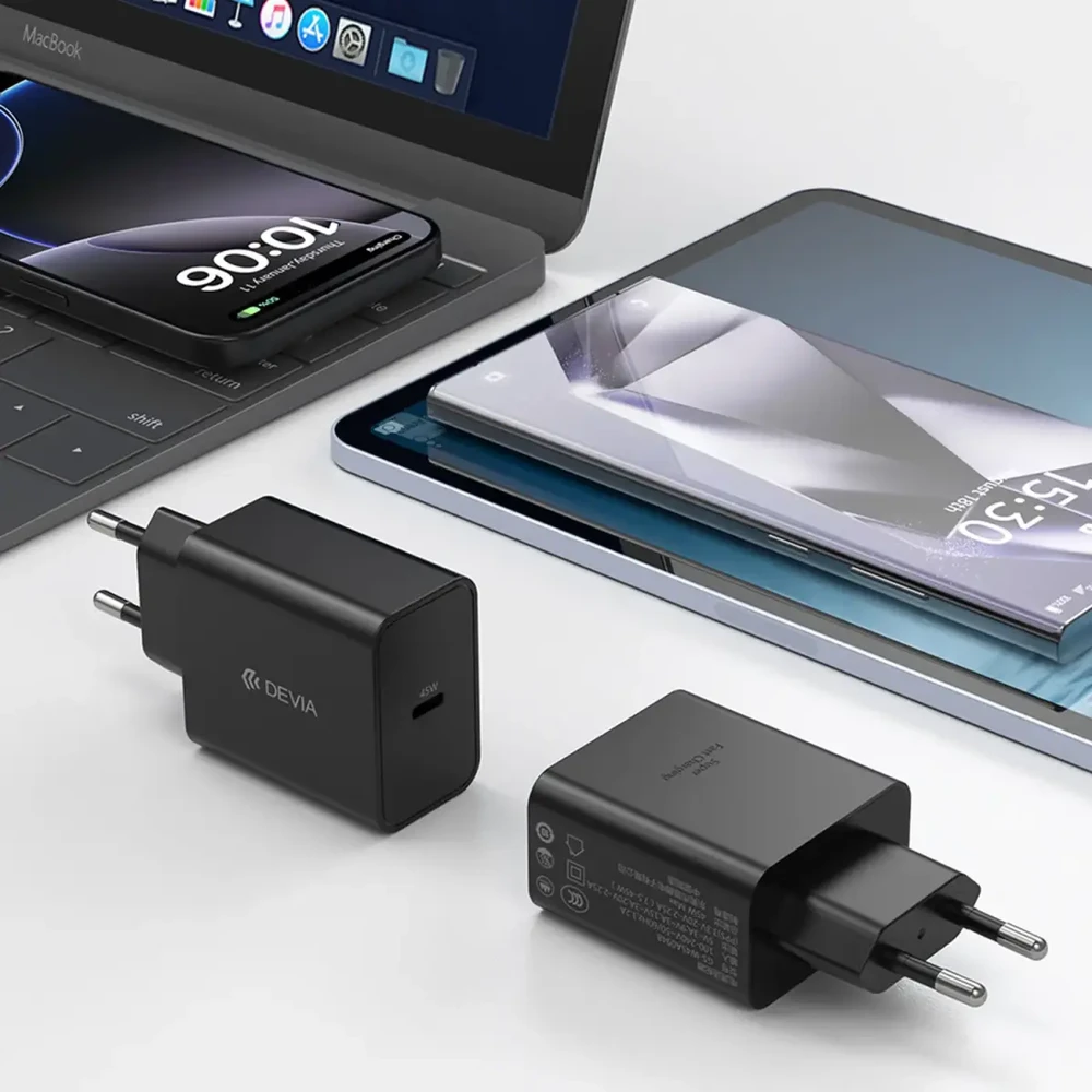 Devia sieninis įkroviklis Rocket PD 45W 1x USB-C juodas