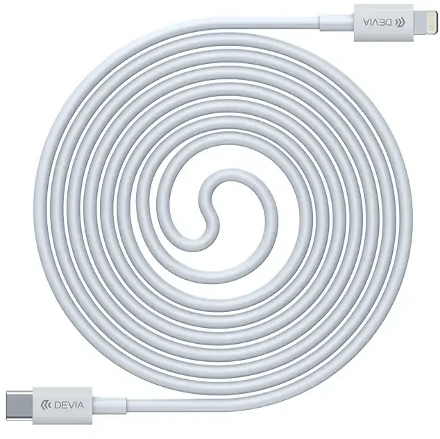 USB kabelis Devia Smart PD Type-C į Lightning 1.0m 20W 3A baltas
