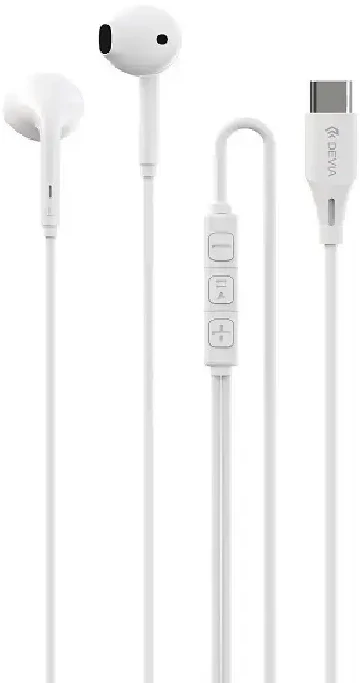 Devia laidinės ausinės Kintone A3 Digital USB-C baltos spalvos