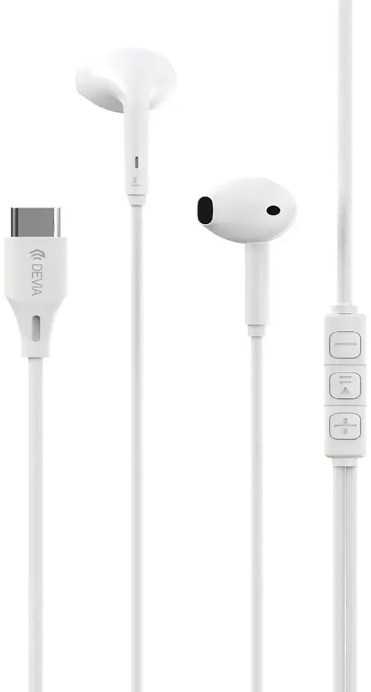 Devia laidinės ausinės Kintone A3 Digital USB-C baltos spalvos