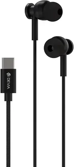 Devia laidinės ausinės Smart M1 Digital Metal USB-C juodos spalvos