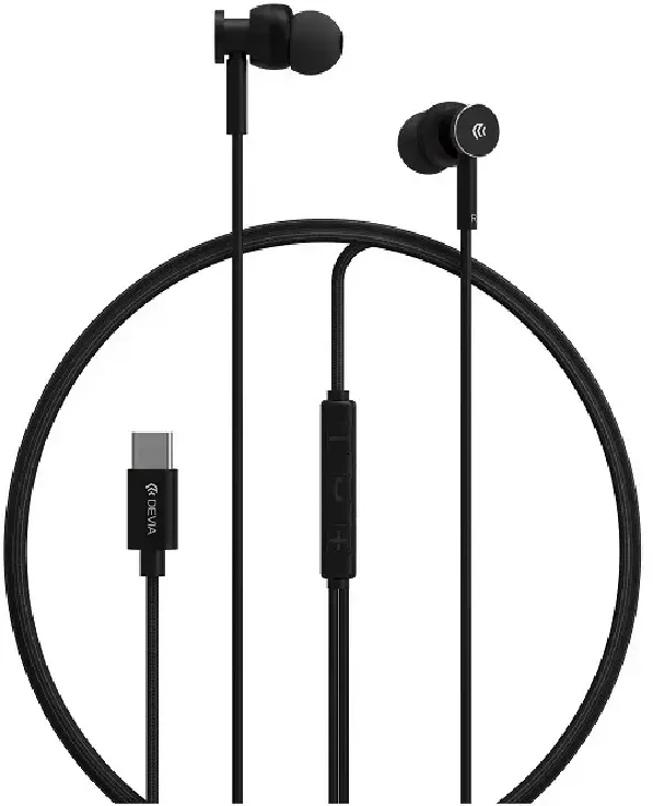Devia laidinės ausinės Smart M1 Digital Metal USB-C juodos spalvos