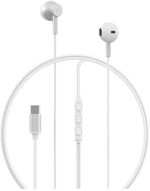 Devia laidinės ausinės Smart M2 Digital Metal USB-C sidabro spalvos