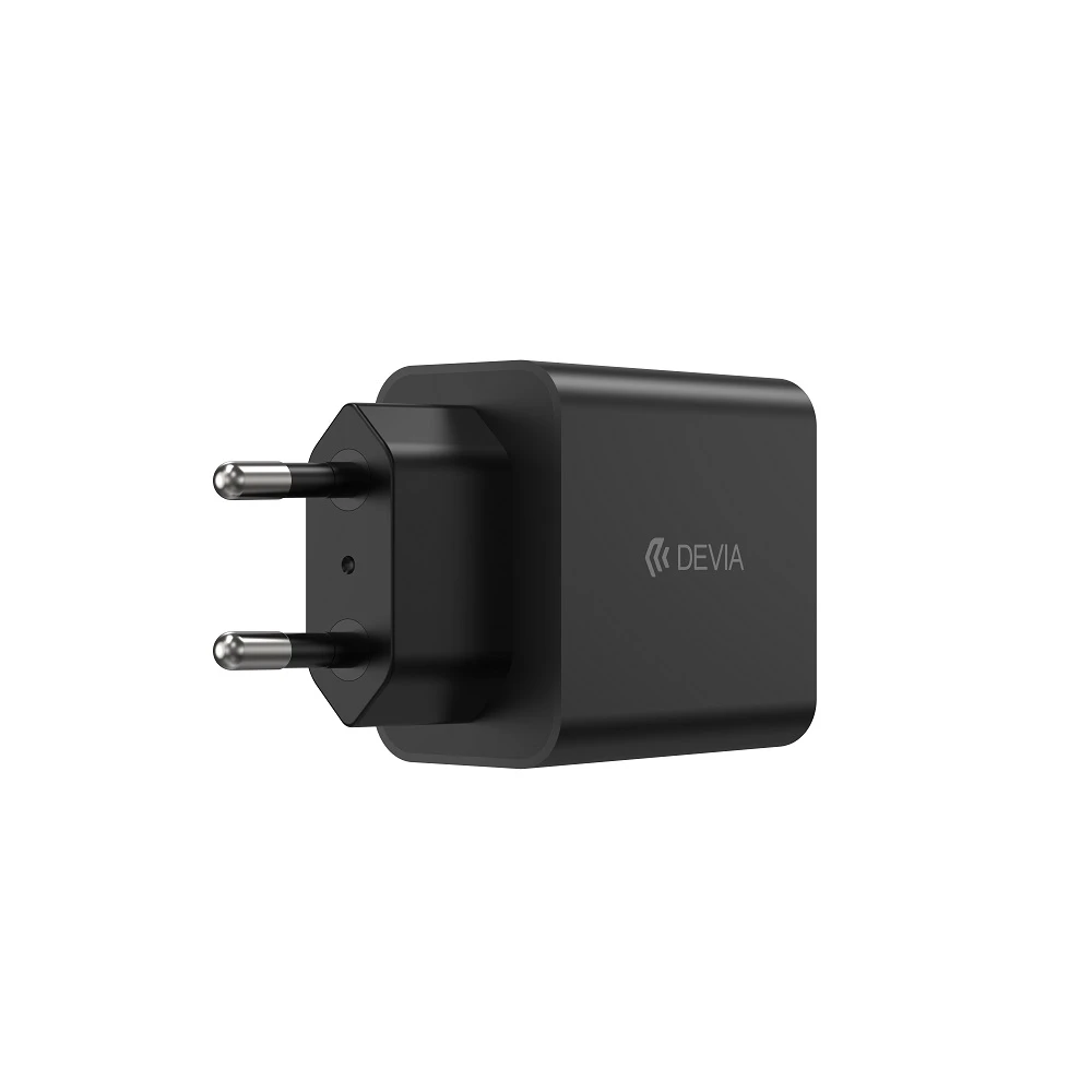 Devia laidinis įkroviklis Rocket PD 45W 1x USB-C juodos spalvos+ kabelis USB-C - USB-C
