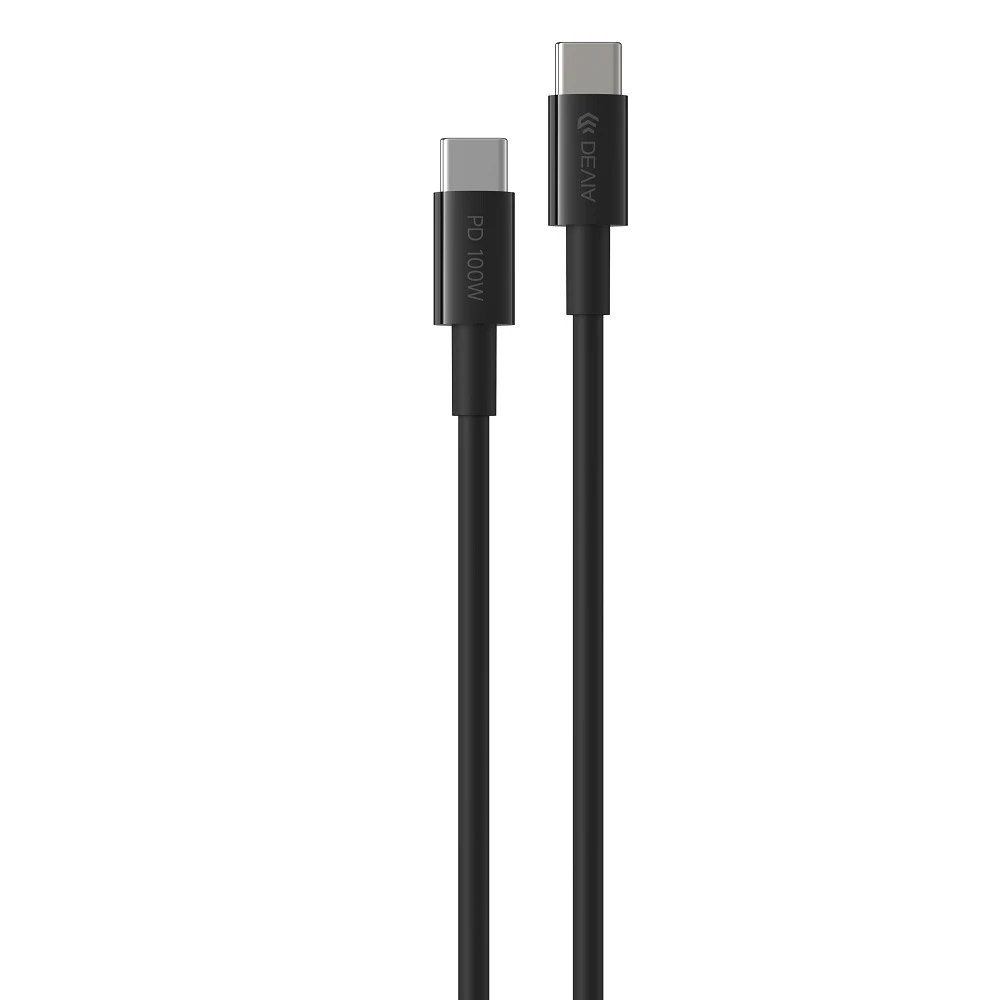 Devia laidinis įkroviklis Rocket PD 45W 1x USB-C juodos spalvos+ kabelis USB-C - USB-C