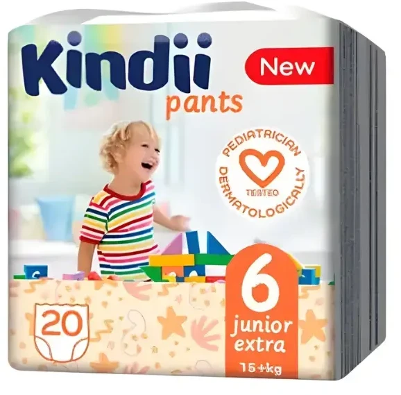 Kindii KINDI Sauskelnės-kelnaitės junior extra 6 dydis (15+ kg) 20 vnt