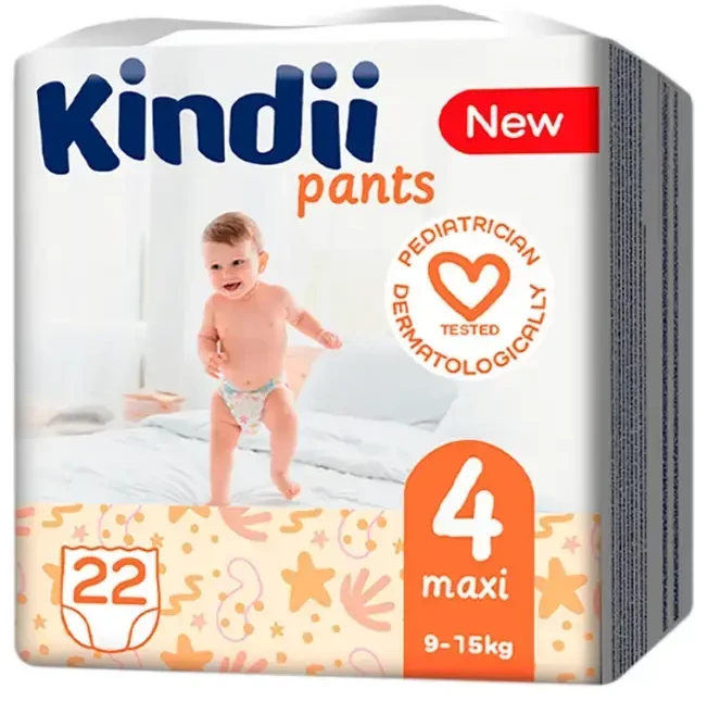 Kindii KINDI Sauskelnės-kelnaitės maxi 4 dydis (9-15 kg) 22 vnt