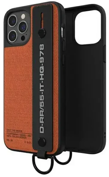 Dėklas Diesel Handstrap Case Utility Twill Apple iPhone 12/12 Pro dįklas telefonui juodos ir oranžinės spalvos 44288