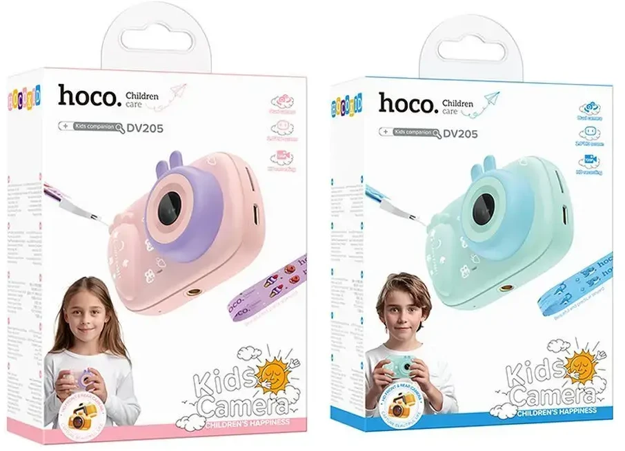 Skaitmeninis vaikiškas fotoaparatas su asmenukių funkcija Hoco 1MP 2,0" HD Ready DV205 mėlynas