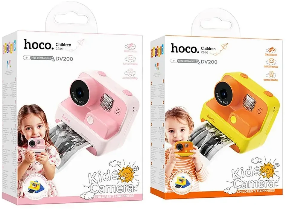 Skaitmeninė vaikų kamera su spausdintuvu Hoco 1MP 2,0" HD Ready DV200 geltona