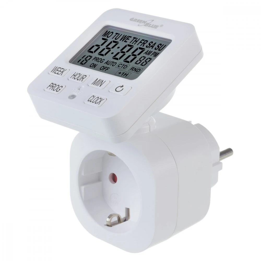 GreenBlue GB605 E Interruptor Horario Digital - Temporizador - Programador, Carga máx. 16A, IP20