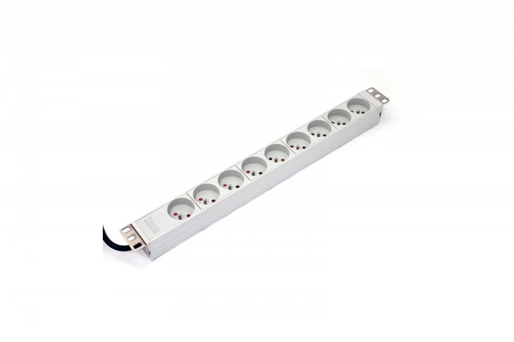 Assmann Electronic DIGITUS A-19-STRIP-3-IMP PDU išėjimo juosta 19 RACK 9xType E 1,8 m laidas su Schuko aliuminio