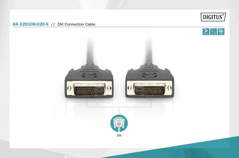 Assmann Electronic ASSMANN DVI prijungimo kabelis DVI(24+1) M/M 2.0m DVI-D Dual Link bl