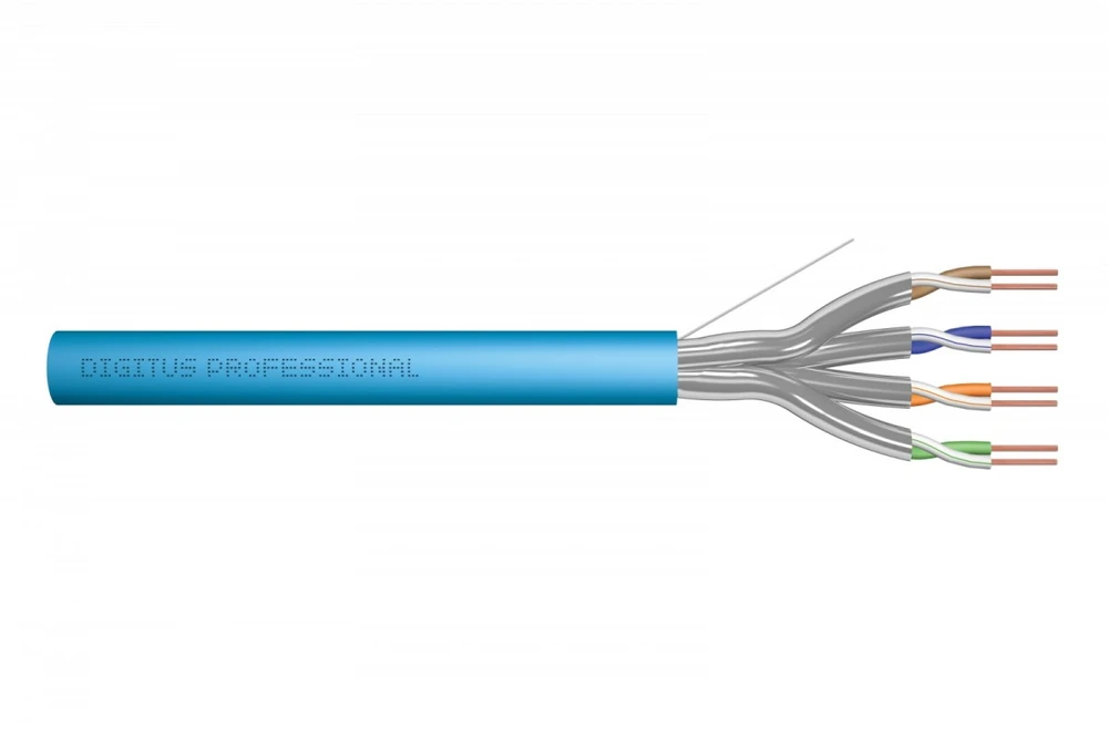 Assmann Electronic DIGITUS Montavimo kabelis kat.6A U/FTP Dca vientisas laidas AWG 23/1 LSOH 100m mėlynas folija