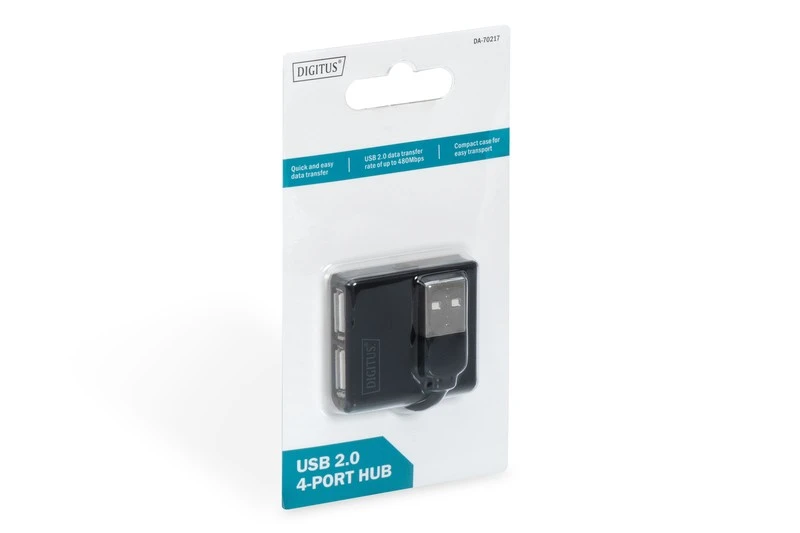 Assmann Electronic DIGITUS USB2.0 šakotuvas 4 prievadų 4xUSB A /F USB B mini F be maitinimo šaltinio, įskaitant. USB kabelis A/B mini