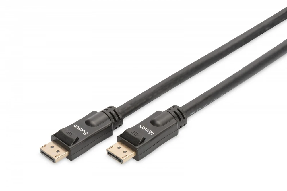 Assmann Electronic Assmann Cable DisplayPort 4K 60Hz UHD Type DP/DP M/M su stiprintuvo blokavimu, juodas 20m