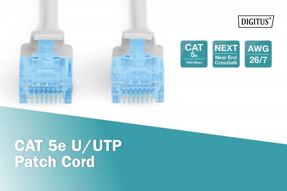 Assmann Electronic DIGITUS CAT 5e U-UTP patch kabelis PVC AWG 26/7 ilgio 20 m spalvotas pilkas