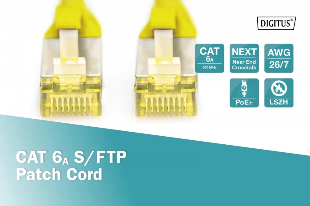 Digitus Patchcord - RJ-45-50 cm - SFTP - CAT 6a - Geltonas (DK-1644-A-005 / Y)