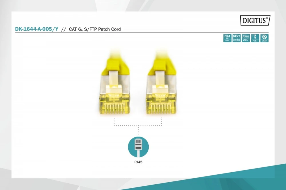 Digitus Patchcord - RJ-45-50 cm - SFTP - CAT 6a - Geltonas (DK-1644-A-005 / Y)