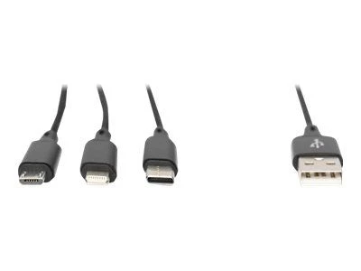Assmann Electronic ASSMANN USB įkroviklio laidas USB A - Lightning+micro B+Type-C 1m 3in1 kabelis medvilnė CE bl