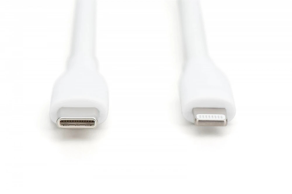 „Digitus Silicone USB-C“ – „Lightning“ laidas, USB 2.0 60W, MFI sertifikuotas, 2m Baltas