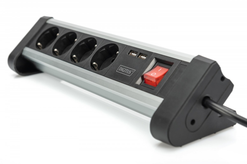 Assmann Electronic DIGITUS 4 krypčių biuro lizdų juostelė su 2x USB jungtys