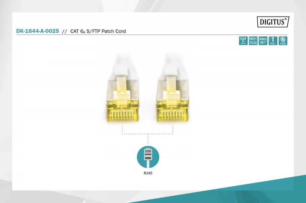 Digitus Patrikas CAT6A, S-FTP, 0,25m, pilkas (KV-1644-A-0025)