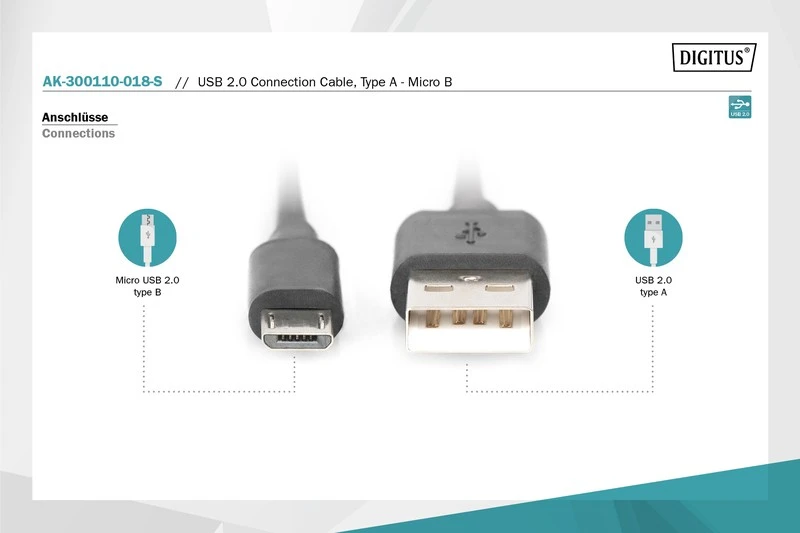 LogiLink Prisijungti | USB micro-B 180, 1,8m | USB-A į mikro-USB Micro-USB B | USB A