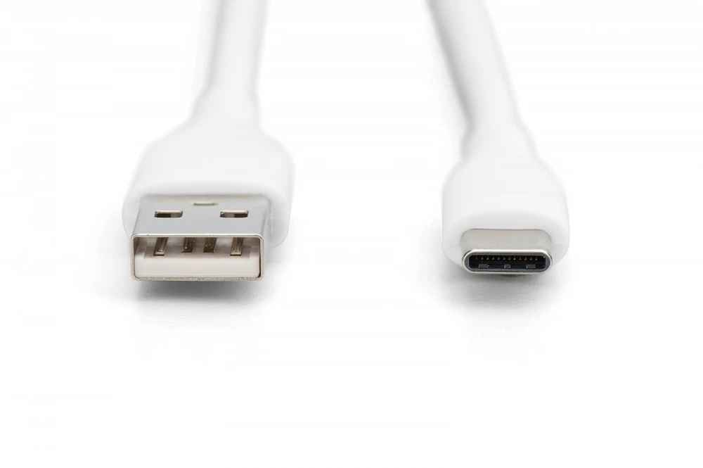 „Digitus Silicone“ USB-A - USB-C jungiamasis kabelis, USB 2.0 60W, 1m Baltas