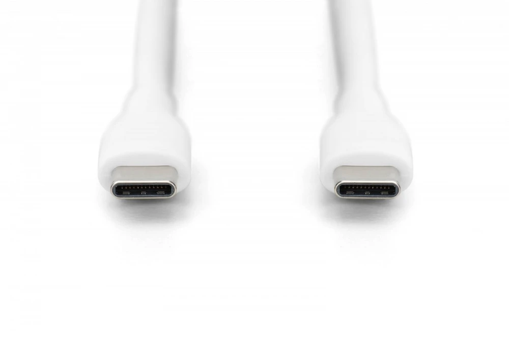 „Digitus“ silikoninis jungiamasis kabelis USB-C - USB-C, USB 2.0 60W, 0,5m Baltas