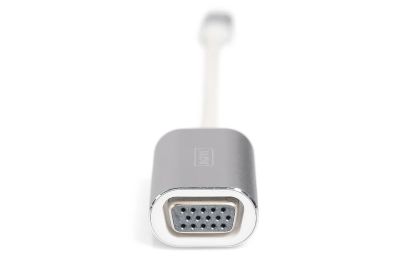 Assmann Electronic DIGITUS USB3.0 Typ C VGA grafinis adapteris Alu korpusas 20cm kabelio mikroschemų rinkinys VL100+IT6513 baltas