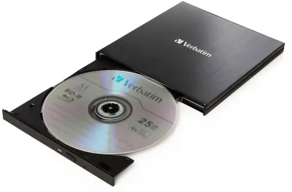 Diktofonas Verbatim Išorinis plonas Blu-ray įrašymo įrenginys + USB 3.0 laidas, juodas 43890