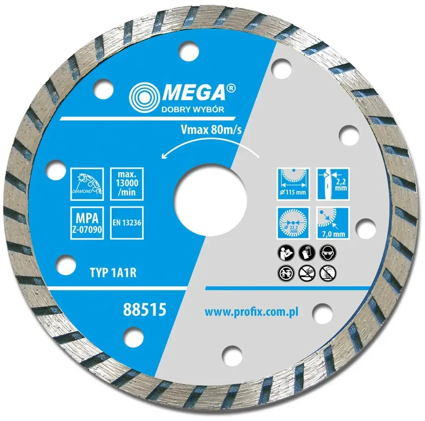 Mega Tarcza Turbo deimantinis diskas (kietasis pumpuras) 125 * 2,4 * 7,0 * 22,2