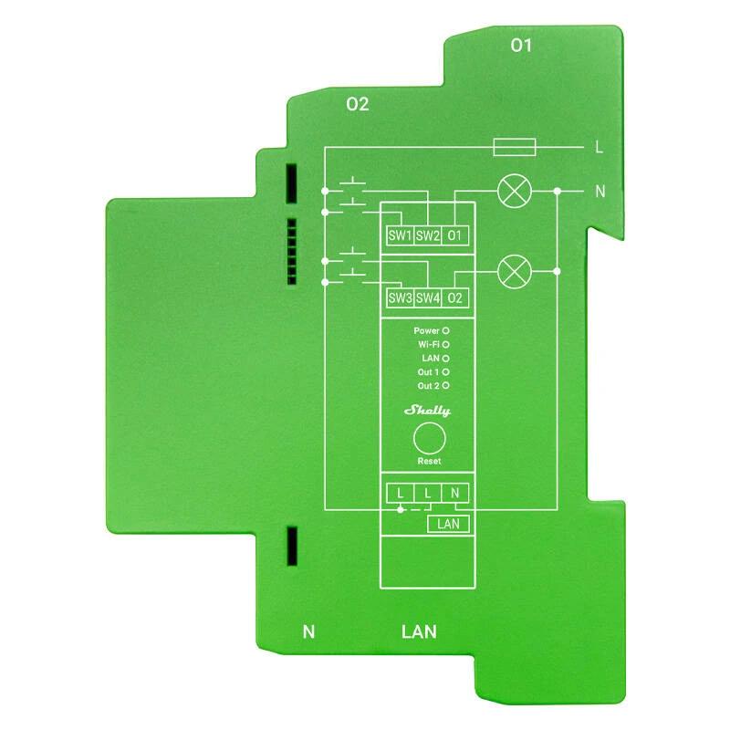 Shelly Pro Dimmer 2PM 2 kanalų pritemdymo modulis