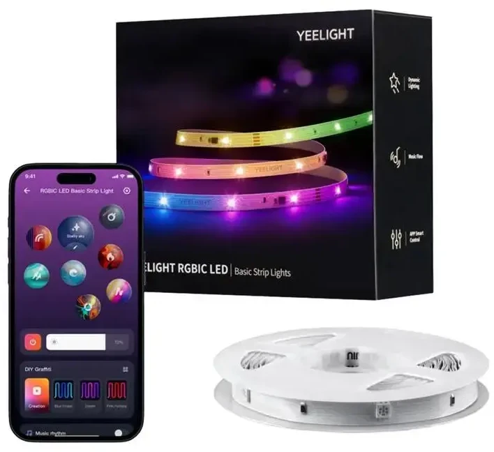 Lubinis šviestuvas „Yeelight“ LED RGBIC juostelės pagrindinės juostelės (6 metrai)