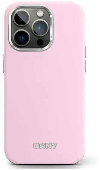 DKNY DKHMP16LSMCHLP Apple iPhone 16 Pro 6.3″ rožinės spalvos kietas dėklas Liquid Silicone Small Metal Logo MagSa